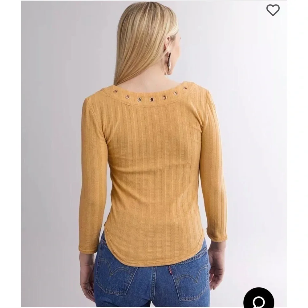 FREE PEOPLE Ice Cold Ribbed Lace Up Top Size S